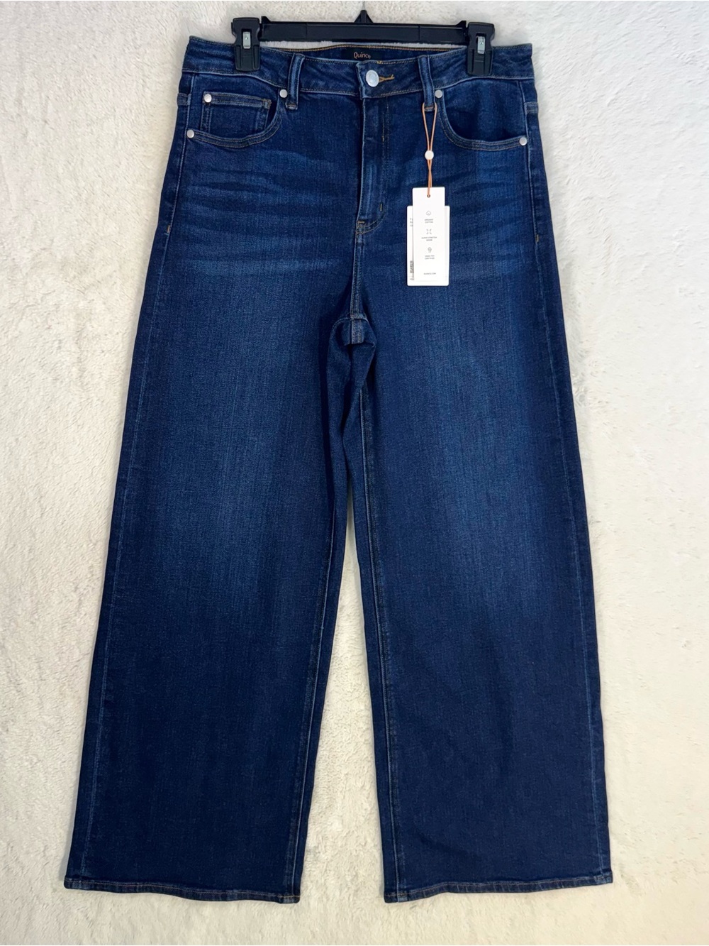 Quince Bella Stretch Wide Leg Jeans Women’s 31 Midnight Blue Denim Classic NEW
